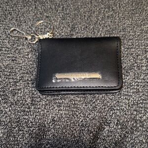 Steve Madden Black Leather Keychain Clip On Wallet